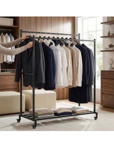 tøjstativ garderobe garderobestativ stativ på hjul sort 2