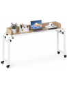 Sengebord i metal og møbelplade H73,5 - 102 x B135,5 - 206 x D40 cm - Hvid/Natur