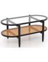 Sofabord i hårdtræ, polyrattan og glaa 102 x 56 cm - Sort/Natur
