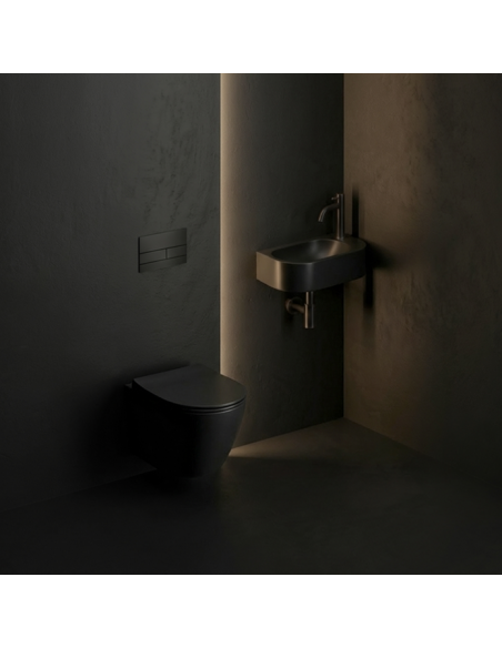 håndvask moderne design badeværelsesindretning badeværelsesrenovering lille gæstetoilet