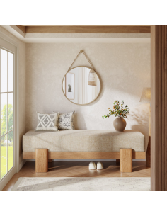 bænk entre garderobe soveværelse moderne design skobænk træ 2