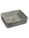 Bordmonteret håndvask i keramik 47,5 x 37,5 cm - Blank gråbrun marmor