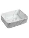 Bordmonteret håndvask i keramik 47,5 x 37,5 cm - Blank hvid marmor