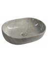 Bordmonteret oval håndvask i keramik 59 x 42 cm - Blank gråbrun marmor
