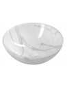 Bordmonteret rund håndvask i keramik Ø42 cm - Blank hvid marmor
