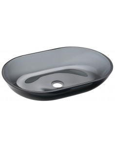 oval glas håndvask vask bordmonteret bordplade badeværelse sort