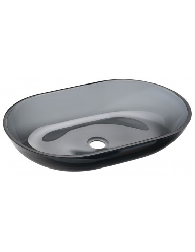oval glas håndvask vask bordmonteret bordplade badeværelse sort