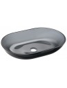 Bordmonteret oval håndvask i glas 56 x 36 cm - Transparent sort