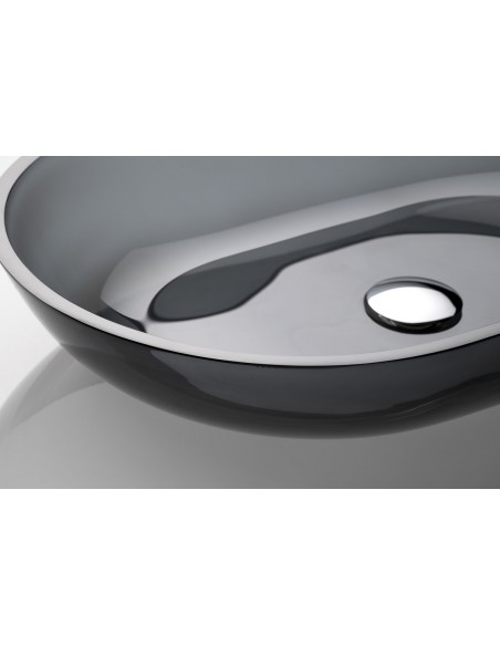 oval glas håndvask vask bordmonteret bordplade badeværelse sort