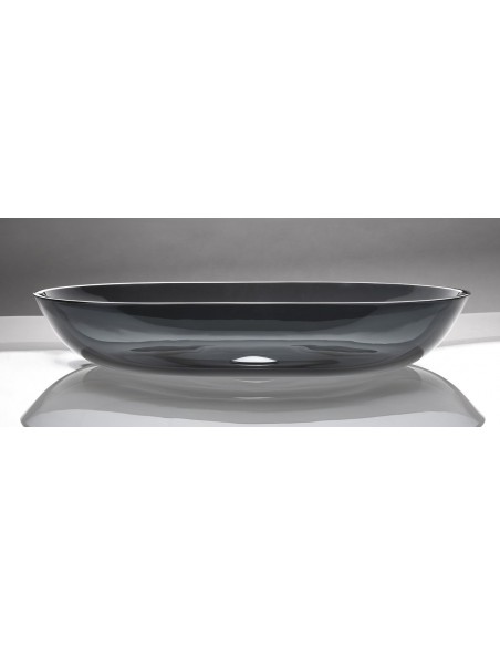 oval glas håndvask vask bordmonteret bordplade badeværelse sort