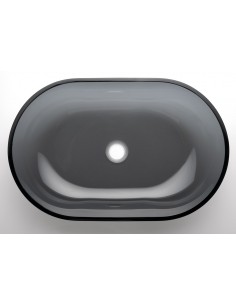 oval glas håndvask vask bordmonteret bordplade badeværelse sort 2