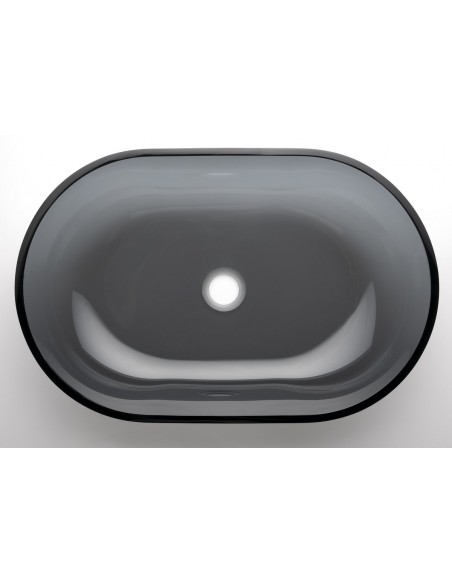 oval glas håndvask vask bordmonteret bordplade badeværelse sort
