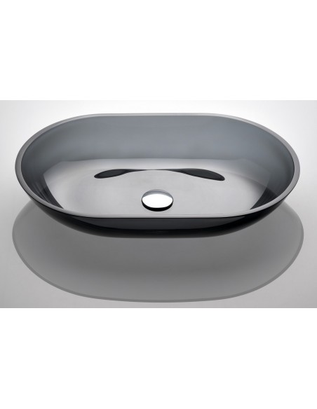 oval glas håndvask vask bordmonteret bordplade badeværelse sort