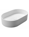 Bordmonteret oval håndvask i rockstone 55 x 35 cm - Mat hvid