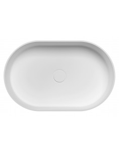 oval solid surface sten håndvask vask bordmonteret bordplade badeværelse mat hvid 2