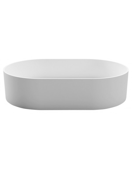 oval solid surface sten håndvask vask bordmonteret bordplade badeværelse mat hvid