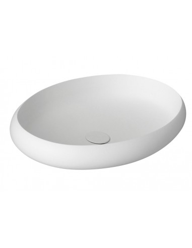 oval solid surface sten håndvask vask bordmonteret bordplade badeværelse mat hvid