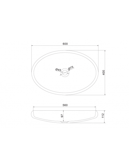 oval solid surface sten håndvask vask bordmonteret bordplade badeværelse mat hvid