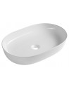 Bordmonteret oval håndvask i keramik 60,5 x 41,5 cm - Blank hvid