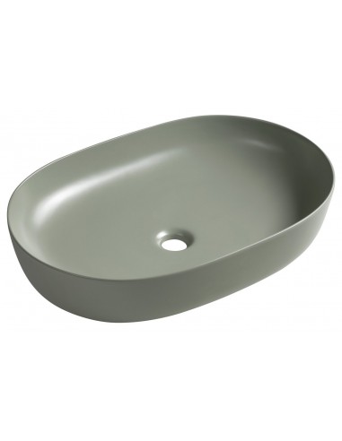 Bordmonteret oval håndvask i keramik 60,5 x 41,5 cm - Mat grøn