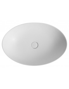 oval solid surface sten håndvask vask bordmonteret bordplade badeværelse mat hvid 2