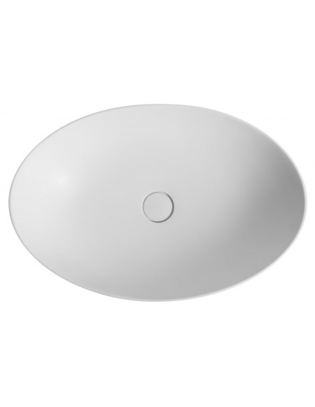 oval solid surface sten håndvask vask bordmonteret bordplade badeværelse mat hvid