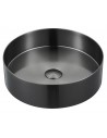 Bordmonteret rund håndvask i rustfri stål Ø38 cm - Mat gun metal