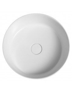 rund solid surface sten håndvask vask bordmonteret bordplade badeværelse mat hvid 2