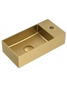 Vægmonteret håndvask med hanehul i rustfri stål 36,5 x 18 cm - Børstet guld