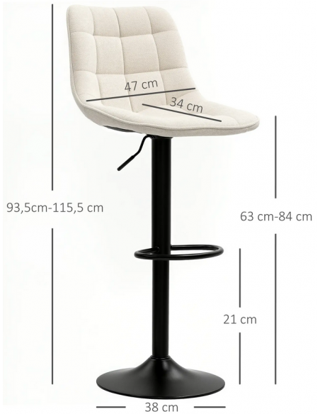 barstol stof beige billig moderne design køkken ryg ryglæn