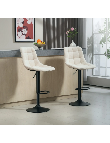 barstol stof beige billig moderne design køkken ryg ryglæn
