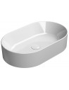 Bordmonteret oval håndvask i keramik 60 x 37 cm - Blank hvid