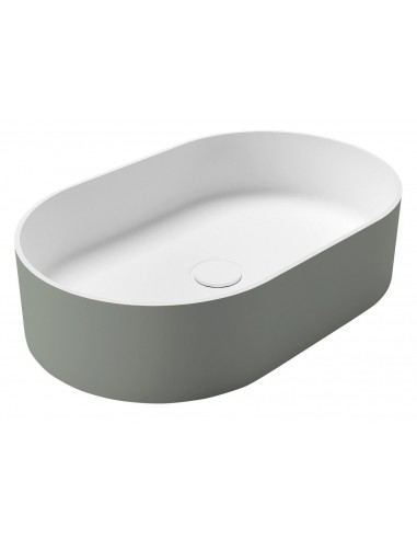oval solid surface sten håndvask vask bordmonteret bordplade badeværelse mat hvid