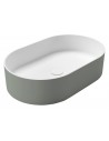 Bordmonteret oval håndvask i rockstone 55 x 35 cm - Mat grøn/Mat hvid