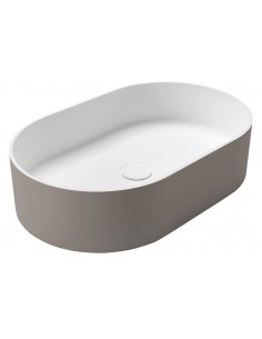 oval solid surface sten håndvask vask bordmonteret bordplade badeværelse mat hvid