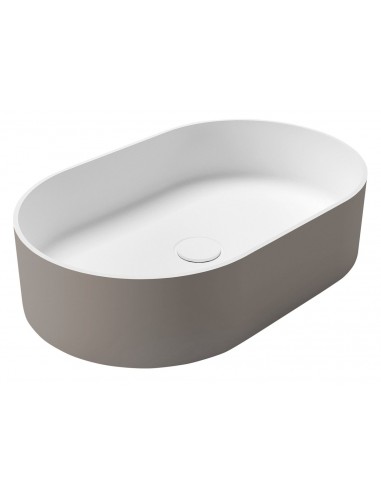 oval solid surface sten håndvask vask bordmonteret bordplade badeværelse mat hvid