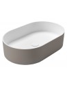 Bordmonteret oval håndvask i rockstone 55 x 35 cm - Mat brun/Mat hvid