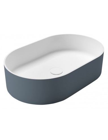 oval solid surface sten håndvask vask bordmonteret bordplade badeværelse mat hvid