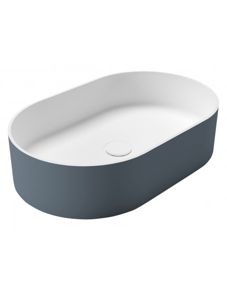 oval solid surface sten håndvask vask bordmonteret bordplade badeværelse mat hvid
