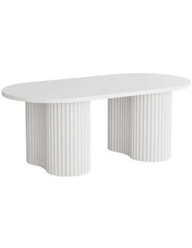sofabord træ moderne design indretning opbevaring hylde ovalt hvid