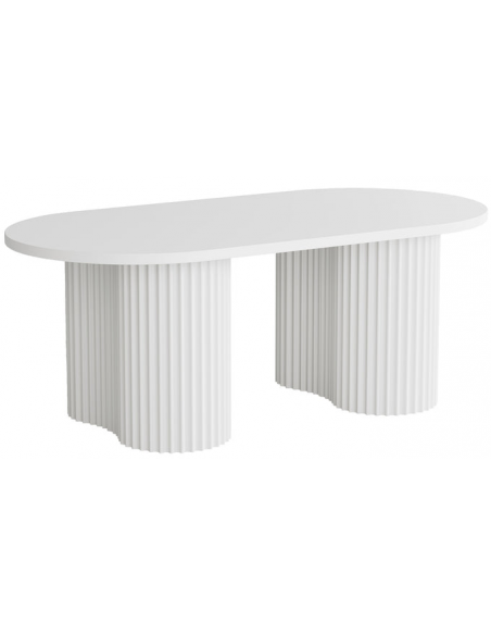 sofabord træ moderne design indretning opbevaring hylde ovalt hvid