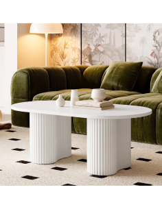 sofabord træ moderne design indretning opbevaring hylde ovalt hvid 2