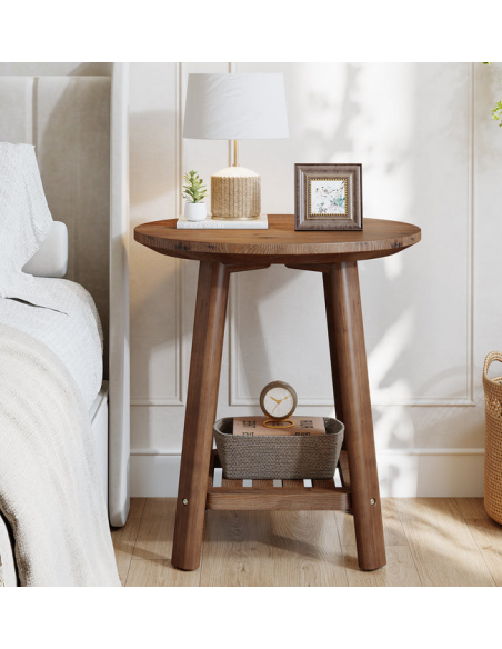 sofabord træ moderne design indretning opbevaring rundt sidebord