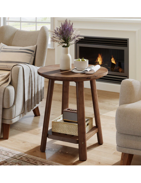 sofabord træ moderne design indretning opbevaring rundt sidebord
