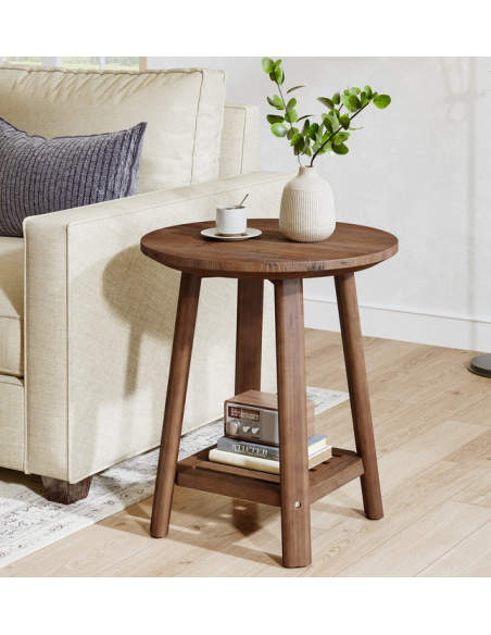 sofabord træ moderne design indretning opbevaring rundt sidebord