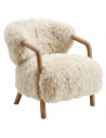 AVELON Lænestol i asktræ og uld sheepskin plys H77 cm - Brun/Beige