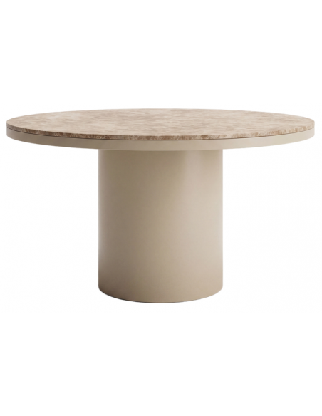 Rundt spisebord marmor beige brun 140 moderne design