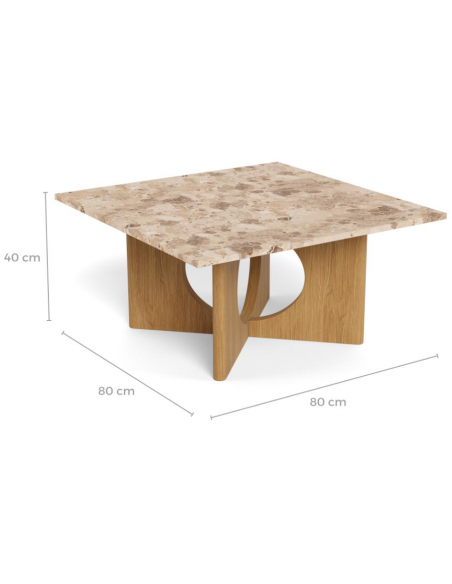 sofabord eg træ egetræ marmor beige firkantet design