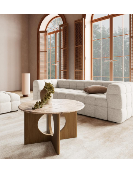 sofabord eg træ egetræ marmor beige design rundt