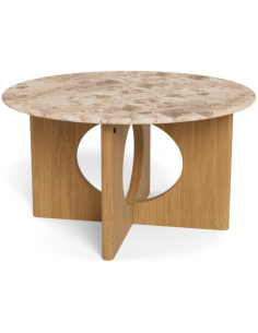 sofabord eg træ egetræ marmor beige design rundt